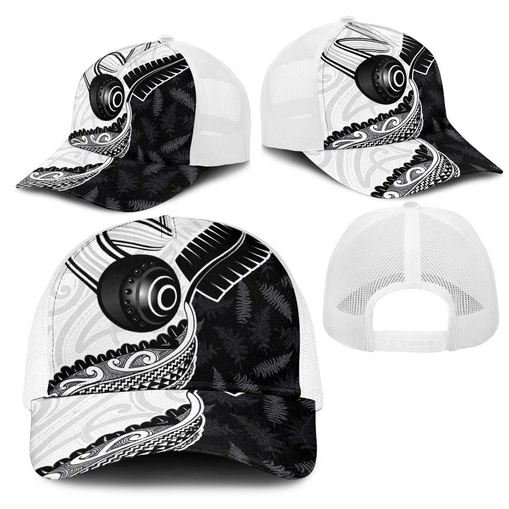 Aotearoa Lawn Bowls Mesh Trucker Cap Maori and Silver Fern Half Style LT03 - Polynesian Pride