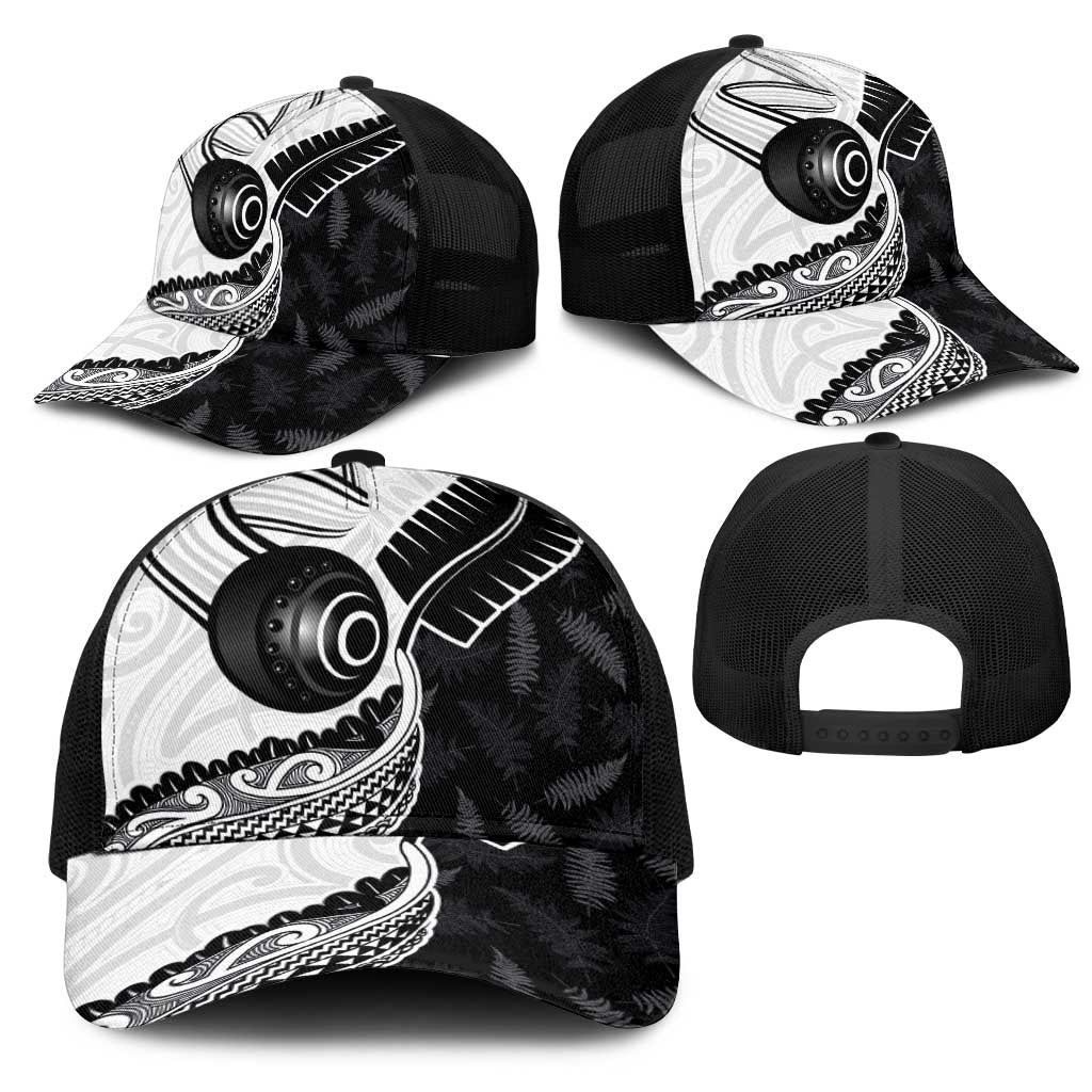Aotearoa Lawn Bowls Mesh Trucker Cap Maori and Silver Fern Half Style LT03 - Polynesian Pride