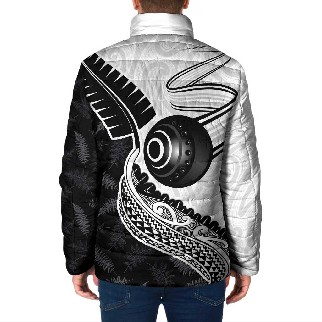 Personalised Aotearoa Lawn Bowls Padded Jacket Maori and Silver Fern Half Style LT03 - Polynesian Pride