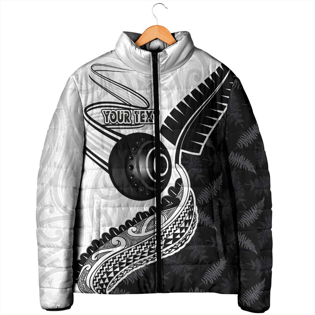 Personalised Aotearoa Lawn Bowls Padded Jacket Maori and Silver Fern Half Style LT03 - Polynesian Pride