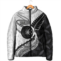 Personalised Aotearoa Lawn Bowls Padded Jacket Maori and Silver Fern Half Style LT03 - Polynesian Pride