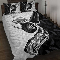 Personalised Aotearoa Lawn Bowls Quilt Bed Set Maori and Silver Fern Half Style LT03 White - Polynesian Pride