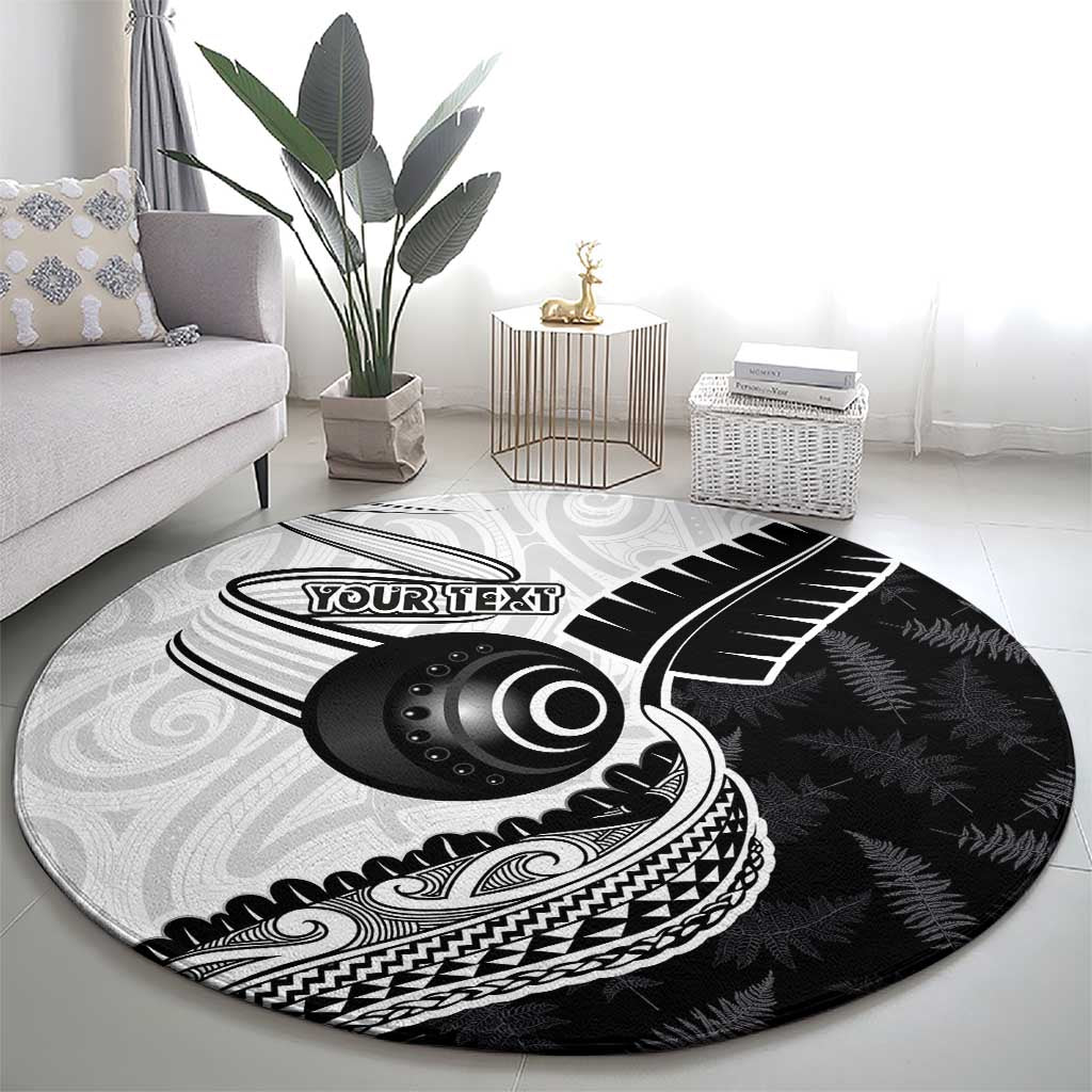 Personalised Aotearoa Lawn Bowls Round Carpet Maori and Silver Fern Half Style LT03 - Polynesian Pride