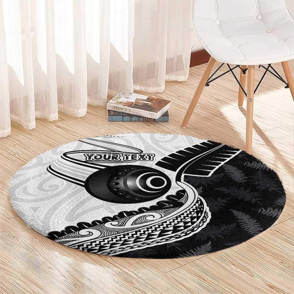 Personalised Aotearoa Lawn Bowls Round Carpet Maori and Silver Fern Half Style LT03 - Polynesian Pride