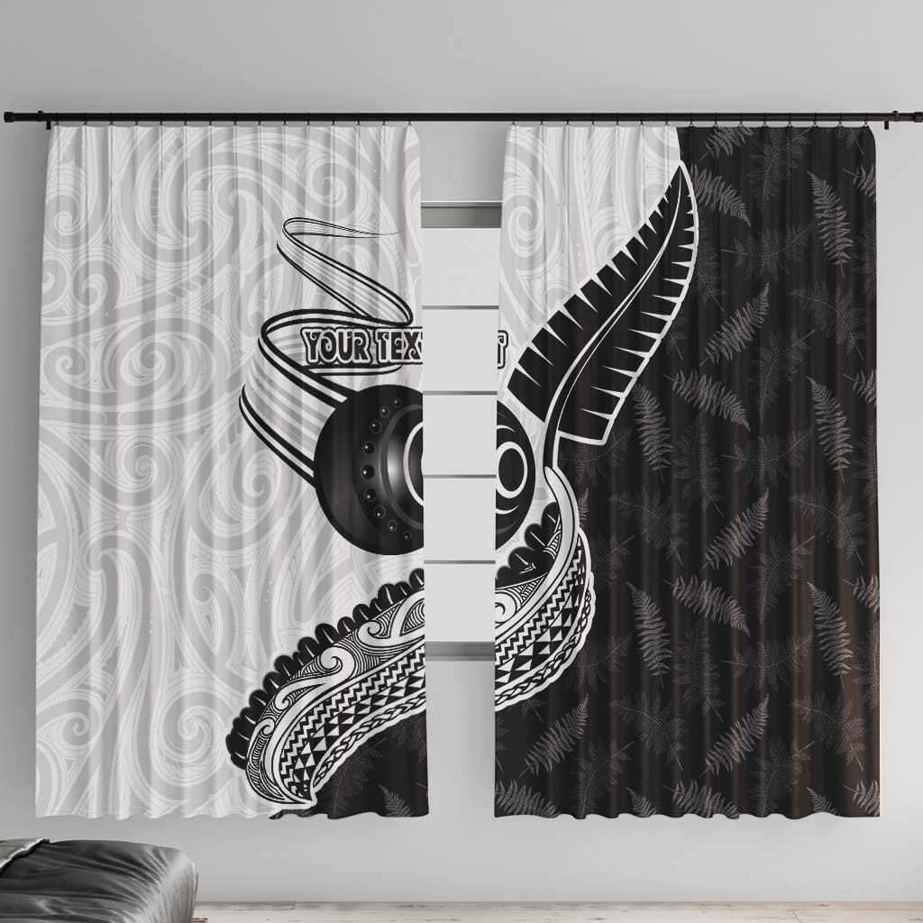 Personalised Aotearoa Lawn Bowls Window Curtain Maori and Silver Fern Half Style LT03 With Hooks White - Polynesian Pride