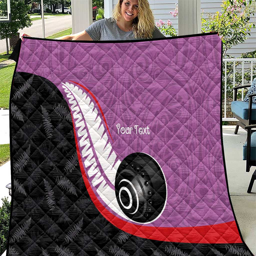 Personalised Aotearoa Lawn Bowls Quilt Maori and Silver Fern Sporty Style Pink Color LT03 Pink - Polynesian Pride