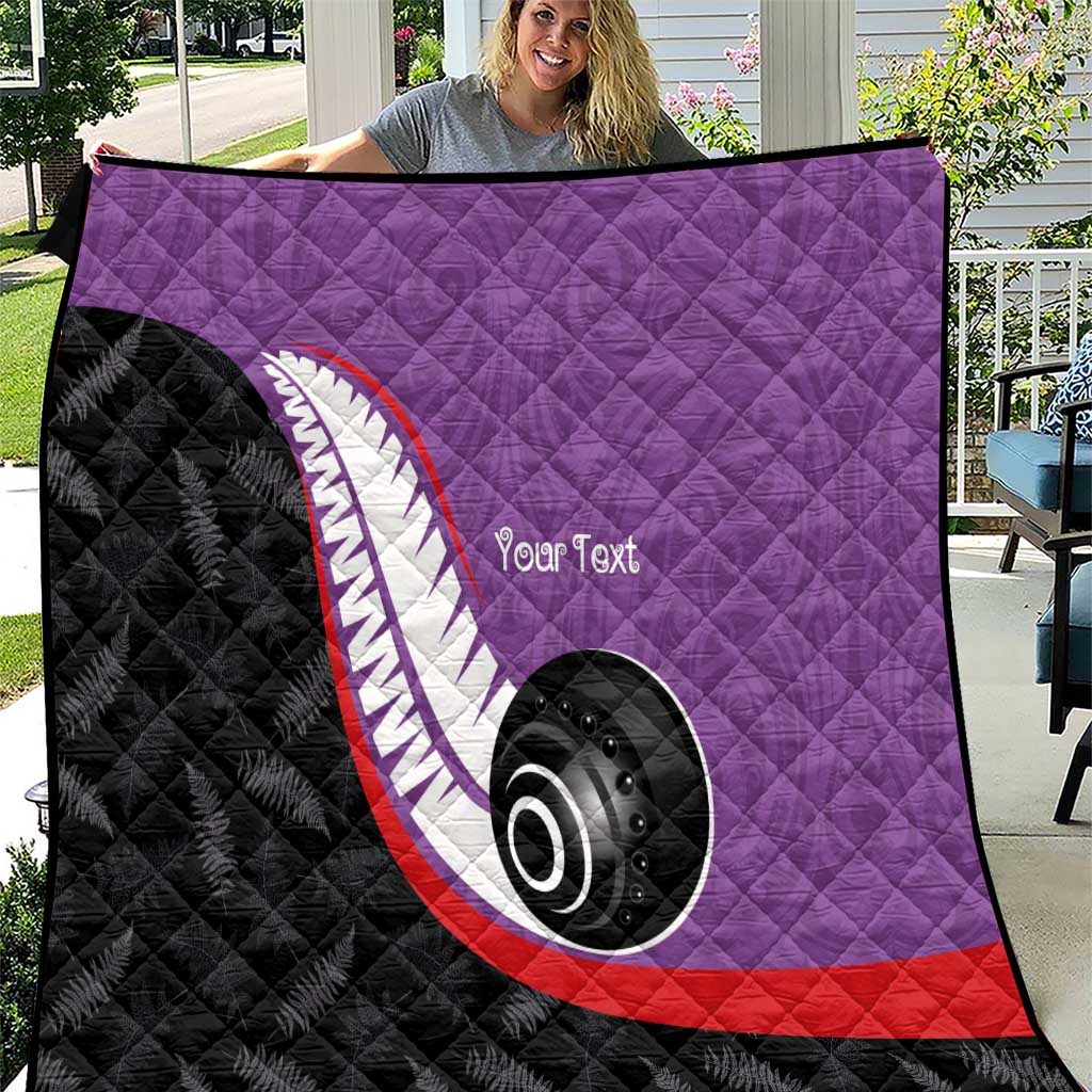Personalised Aotearoa Lawn Bowls Quilt Maori and Silver Fern Sporty Style Purple Color LT03 Purple - Polynesian Pride