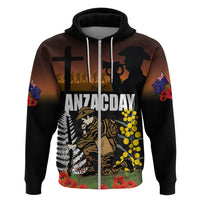 New Zealand and Australia ANZAC Day Zip Hoodie Soldier and Last Post Camouflage Pattern LT03 Zip Hoodie Black - Polynesian Pride