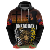 New Zealand and Australia ANZAC Day Zip Hoodie Soldier and Last Post Camouflage Pattern LT03 - Polynesian Pride