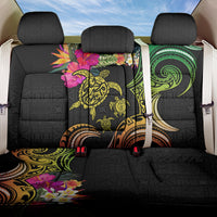 Hawaii Turtle Day Back Car Seat Cover Polynesian Tattoo and Hibiscus Flowers LT03 One Size Black - Polynesian Pride