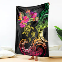 Hawaii Turtle Day Blanket Polynesian Tattoo and Hibiscus Flowers LT03 - Polynesian Pride