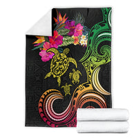 Hawaii Turtle Day Blanket Polynesian Tattoo and Hibiscus Flowers LT03 - Polynesian Pride