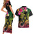 Hawaii Turtle Day Couples Matching Short Sleeve Bodycon Dress and Hawaiian Shirt Polynesian Tattoo and Hibiscus Flowers