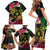 Hawaii Turtle Day Family Matching Short Sleeve Bodycon Dress and Hawaiian Shirt Polynesian Tattoo and Hibiscus Flowers