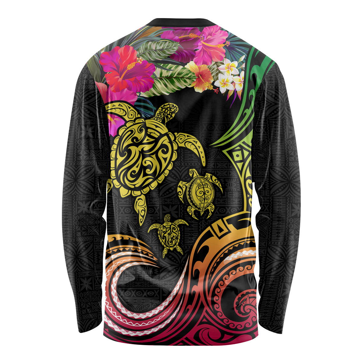 Hawaii Turtle Day Long Sleeve Shirt Polynesian Tattoo and Hibiscus Flowers LT03 - Polynesian Pride