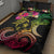 Hawaii Turtle Day Quilt Bed Set Polynesian Tattoo and Hibiscus Flowers