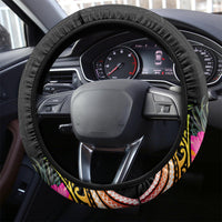Hawaii Turtle Day Steering Wheel Cover Polynesian Tattoo and Hibiscus Flowers LT03 - Polynesian Pride
