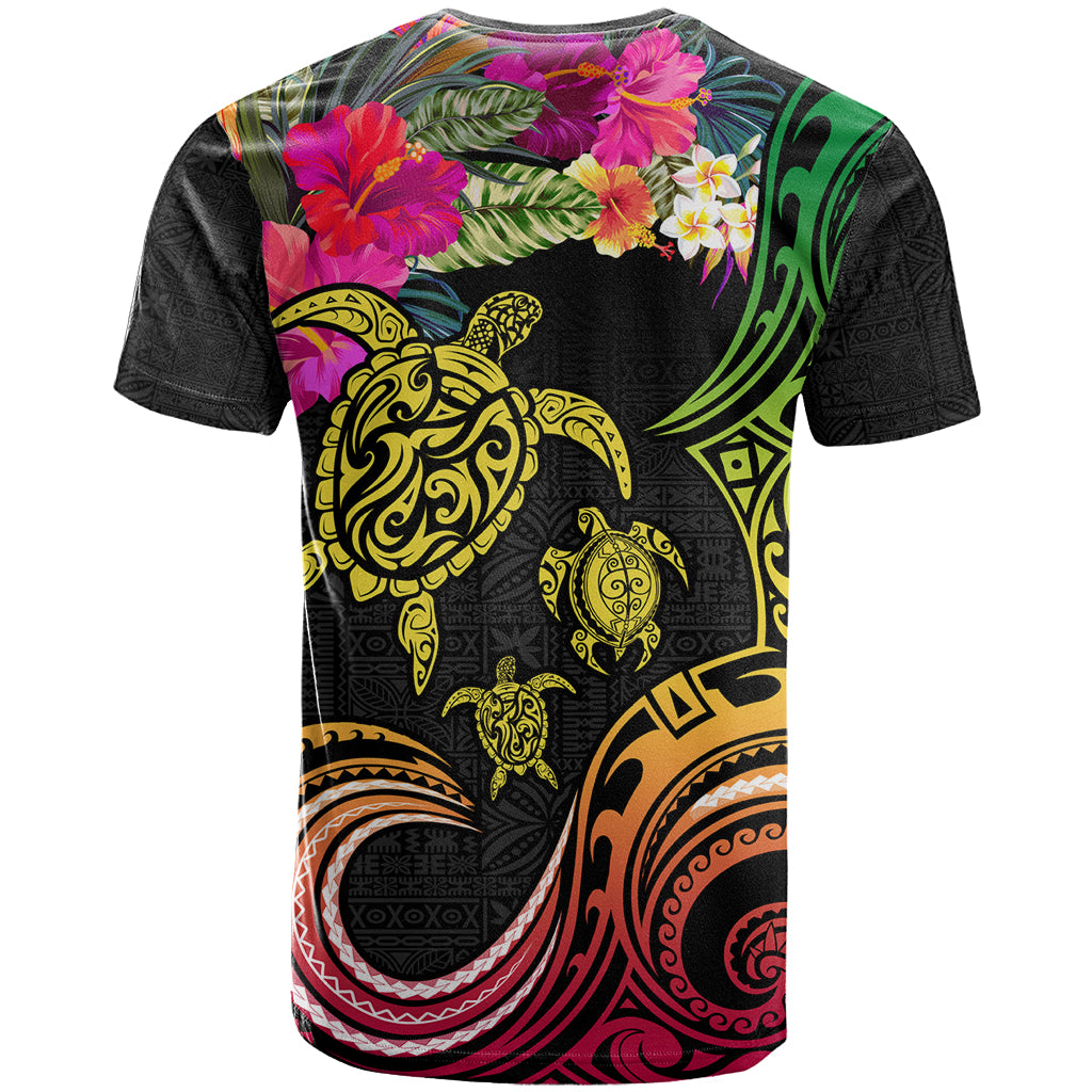 Hawaii Turtle Day T Shirt Polynesian Tattoo and Hibiscus Flowers LT03 - Polynesian Pride