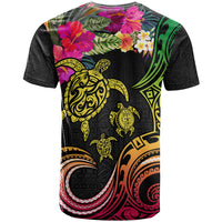 Hawaii Turtle Day T Shirt Polynesian Tattoo and Hibiscus Flowers LT03 - Polynesian Pride