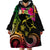 Hawaii Turtle Day Wearable Blanket Hoodie Polynesian Tattoo and Hibiscus Flowers