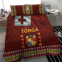 Tonga Independence Day Bedding Set National Flag and Emblem with Ngatu Art Pattern LT03 - Polynesian Pride