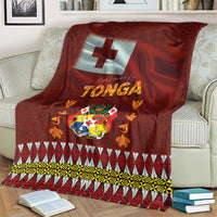 Tonga Independence Day Blanket National Flag and Emblem with Ngatu Art Pattern LT03 - Polynesian Pride