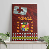 Tonga Independence Day Canvas Wall Art National Flag and Emblem with Ngatu Art Pattern LT03 - Polynesian Pride