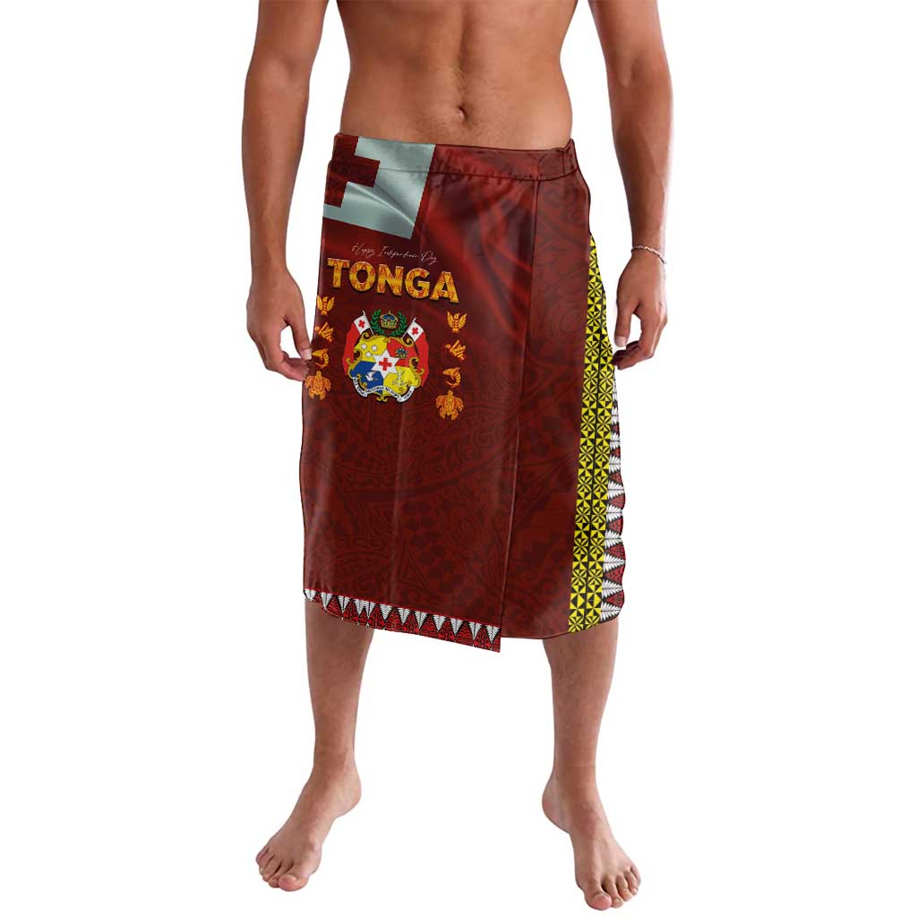 Tonga Independence Day Lavalava National Flag and Emblem with Ngatu Art Pattern LT03 Red - Polynesian Pride