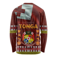 Tonga Independence Day Long Sleeve Shirt National Flag and Emblem with Ngatu Art Pattern LT03 - Polynesian Pride