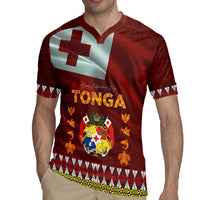 Tonga Independence Day Rugby Jersey National Flag and Emblem with Ngatu Art Pattern LT03 - Polynesian Pride