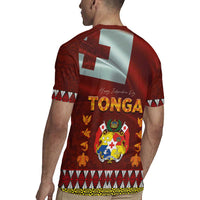 Tonga Independence Day Rugby Jersey National Flag and Emblem with Ngatu Art Pattern LT03 - Polynesian Pride
