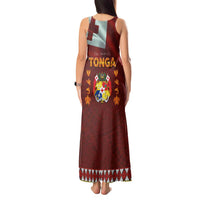 Tonga Independence Day Tank Maxi Dress National Flag and Emblem with Ngatu Art Pattern LT03 - Polynesian Pride