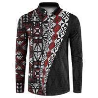 Tonga Ngatu Art Tattoo Polynesian Button Sweatshirt LT03 Black - Polynesian Pride
