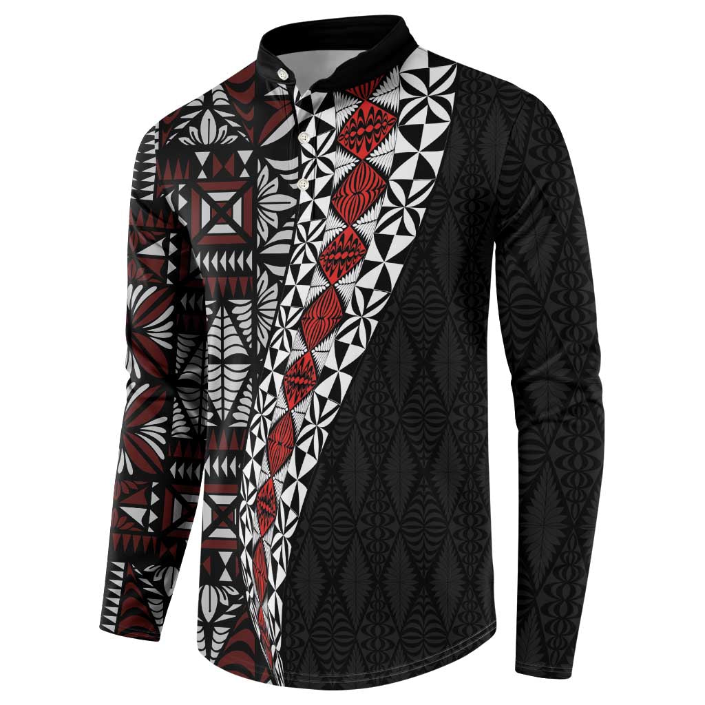 Tonga Ngatu Art Tattoo Polynesian Button Sweatshirt LT03 - Polynesian Pride