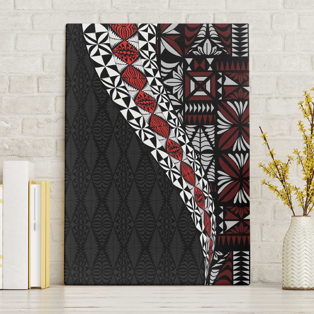 Tonga Ngatu Art Tattoo Polynesian Canvas Wall Art LT03 Without Frame Black - Polynesian Pride