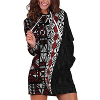 Tonga Ngatu Art Tattoo Polynesian Hoodie Dress LT03 Black - Polynesian Pride