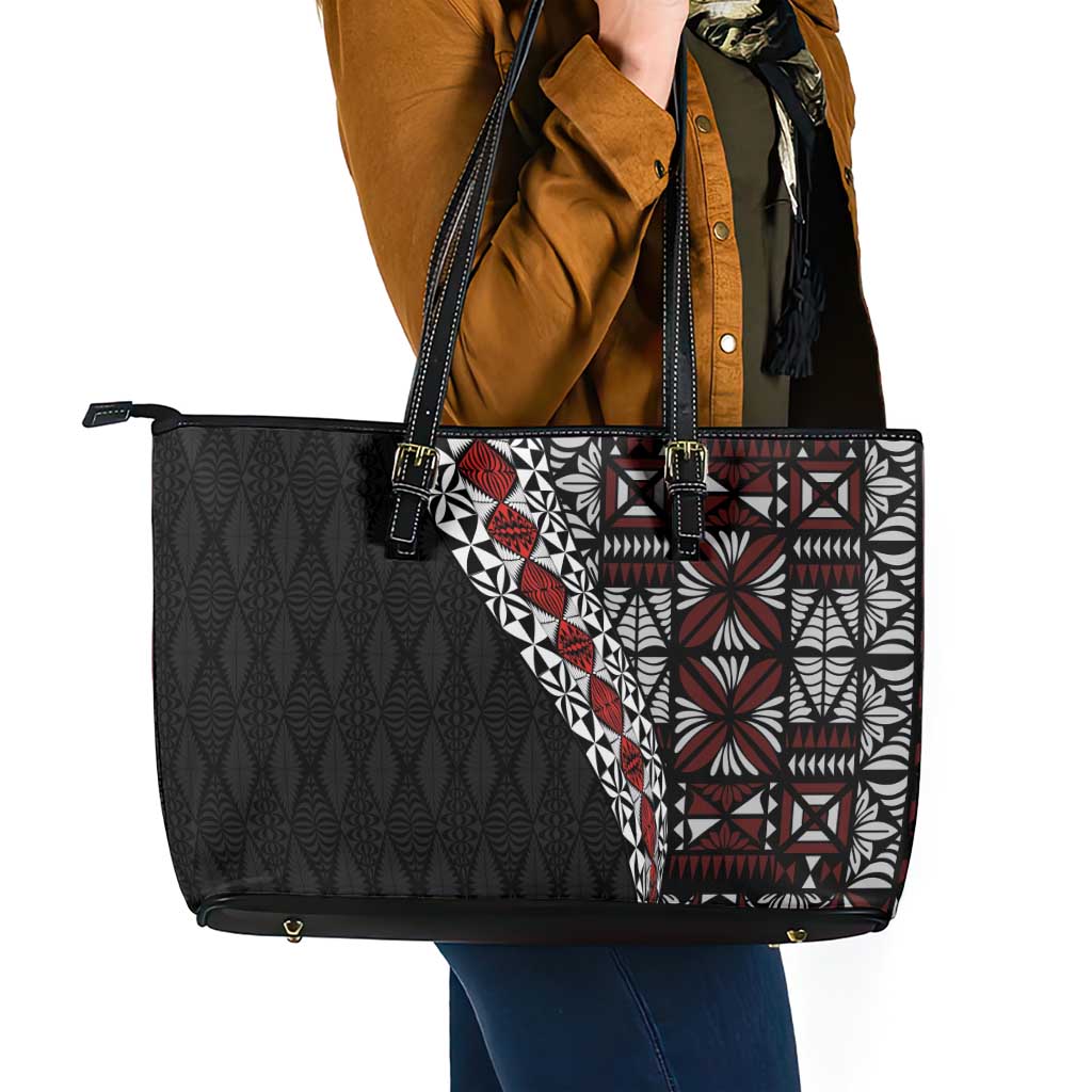 Tonga Ngatu Art Tattoo Polynesian Leather Tote Bag LT03 - Polynesian Pride