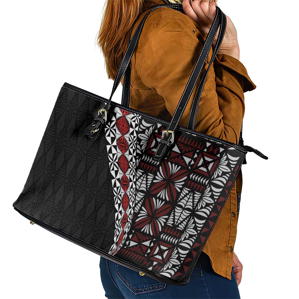 Tonga Ngatu Art Tattoo Polynesian Leather Tote Bag LT03 - Polynesian Pride