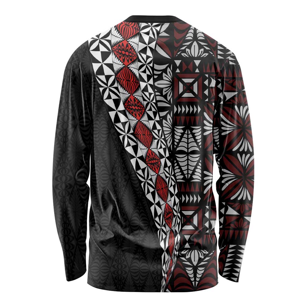 Tonga Ngatu Art Tattoo Polynesian Long Sleeve Shirt LT03 - Polynesian Pride