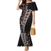 Tonga Ngatu Art Tattoo Polynesian Mermaid Dress LT03 Women Black - Polynesian Pride