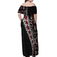 Tonga Ngatu Art Tattoo Polynesian Off Shoulder Maxi Dress LT03 - Polynesian Pride
