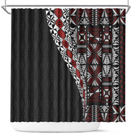 Tonga Ngatu Art Tattoo Polynesian Shower Curtain LT03 Black - Polynesian Pride