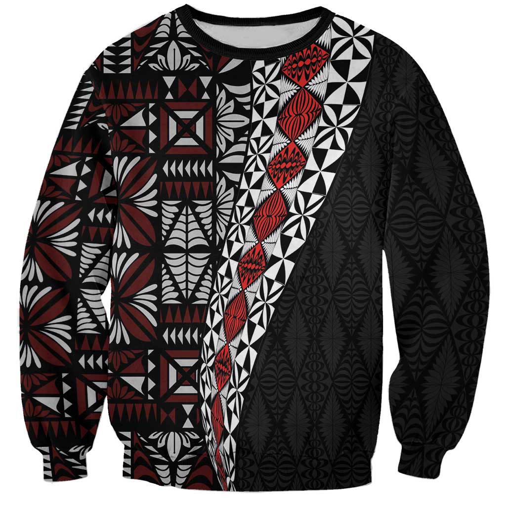 Tonga Ngatu Art Tattoo Polynesian Sweatshirt LT03 Unisex Black - Polynesian Pride