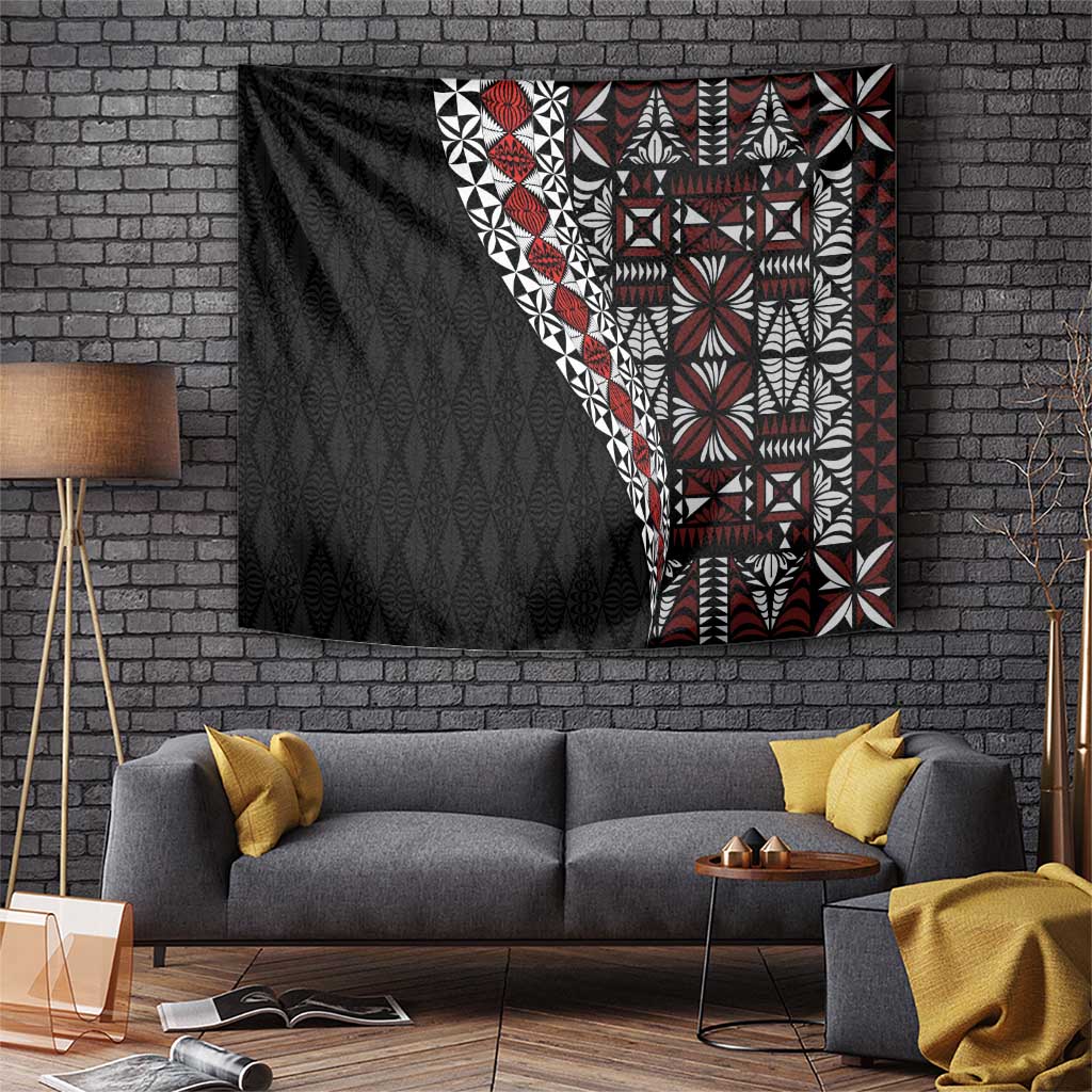 Tonga Ngatu Art Tattoo Polynesian Tapestry LT03 Black - Polynesian Pride
