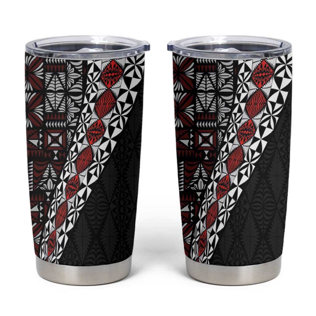 Tonga Ngatu Art Tattoo Polynesian Tumbler Cup LT03 Black - Polynesian Pride