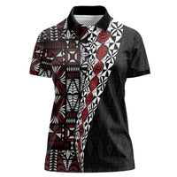 Tonga Ngatu Art Tattoo Polynesian Women Polo Shirt LT03 Female Black - Polynesian Pride