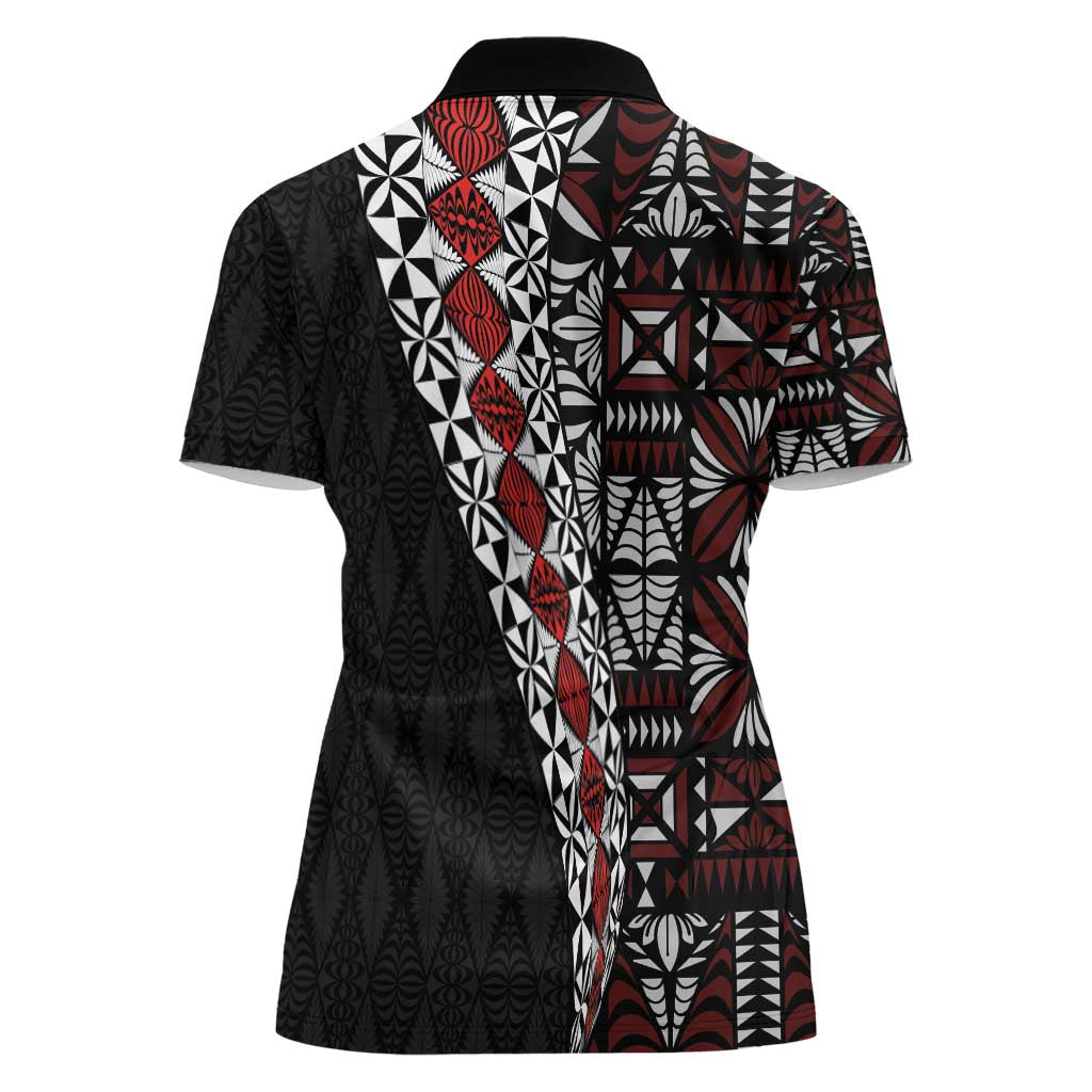 Tonga Ngatu Art Tattoo Polynesian Women Polo Shirt LT03 - Polynesian Pride