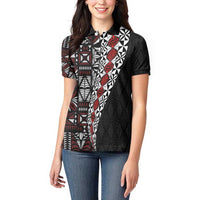 Tonga Ngatu Art Tattoo Polynesian Women Polo Shirt LT03 - Polynesian Pride