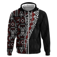 Tonga Ngatu Art Tattoo Polynesian Zip Hoodie LT03 Zip Hoodie Black - Polynesian Pride