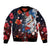 Hawaiian and Japanese Together Bomber Jacket Hibiscus and Koi Fish Polynesian Pattern Colorful Style